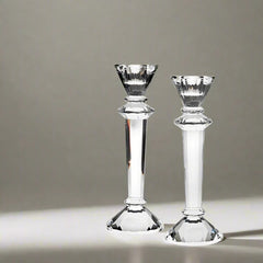 Classic Round Crystal Tapered Candle Holder Set
