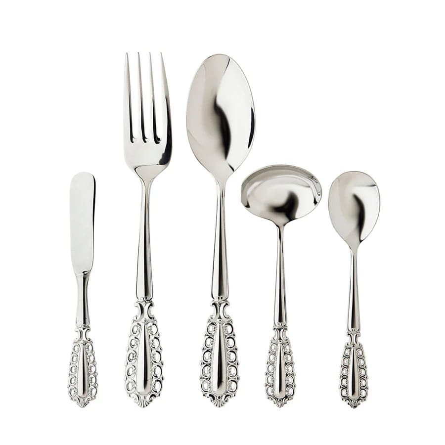 Villa D'este Mirrored 18/10 Stainless Steel 5 Piece Hostess Set