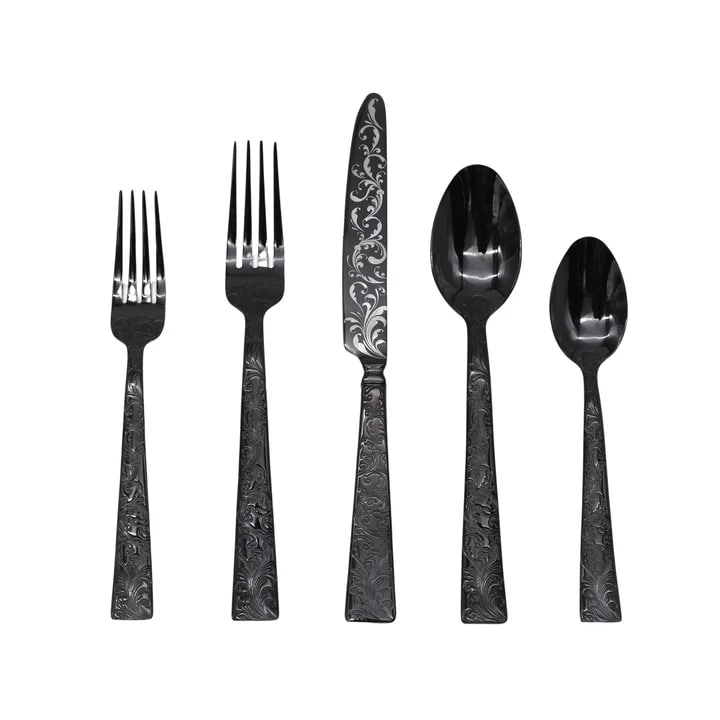 Parisian Garden Black 18/10 Stainless Steel 20 Piece Flatware Set