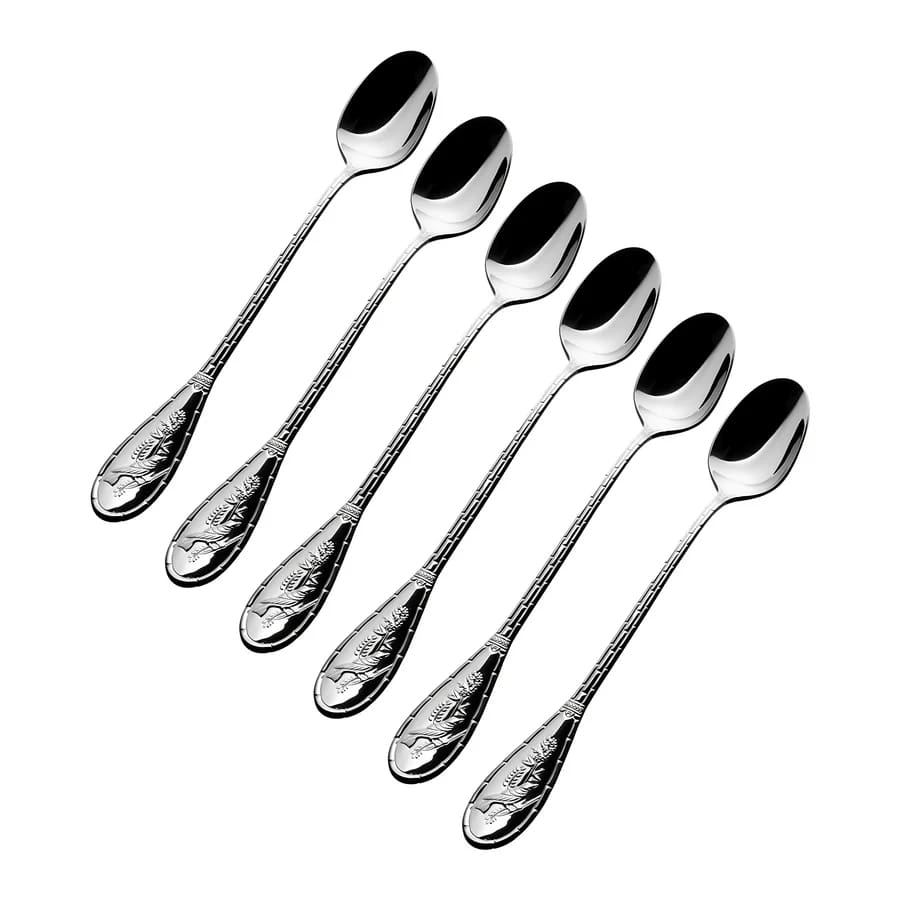 Japanese Bird Mirrored 18/10 Stainless Steel Ice Teaspoon, Set of 6