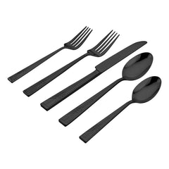 Frank Lloyd Wright Tree of Life Mirrored Black 18/10 Stainless Steel 20 Piece Flatware Set