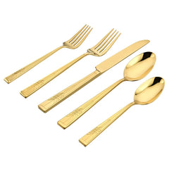 Frank Lloyd Wright Tree of Life Mirrored Gold 18/10 Stainless Steel 20 Piece Flatware Set