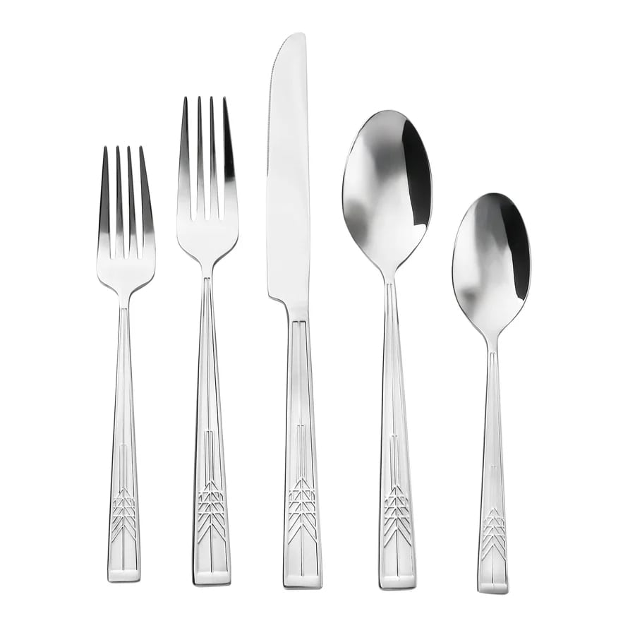 Frank Lloyd Wright Tree of Life Mirrored 18/10 Stainless Steel 20 Piece Flatware Set