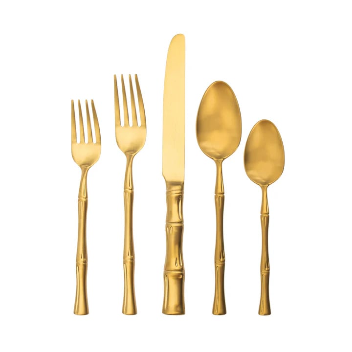 Bamboo Mirrored Gold 18/10 Stainless Steel 20 Piece Flatware Set