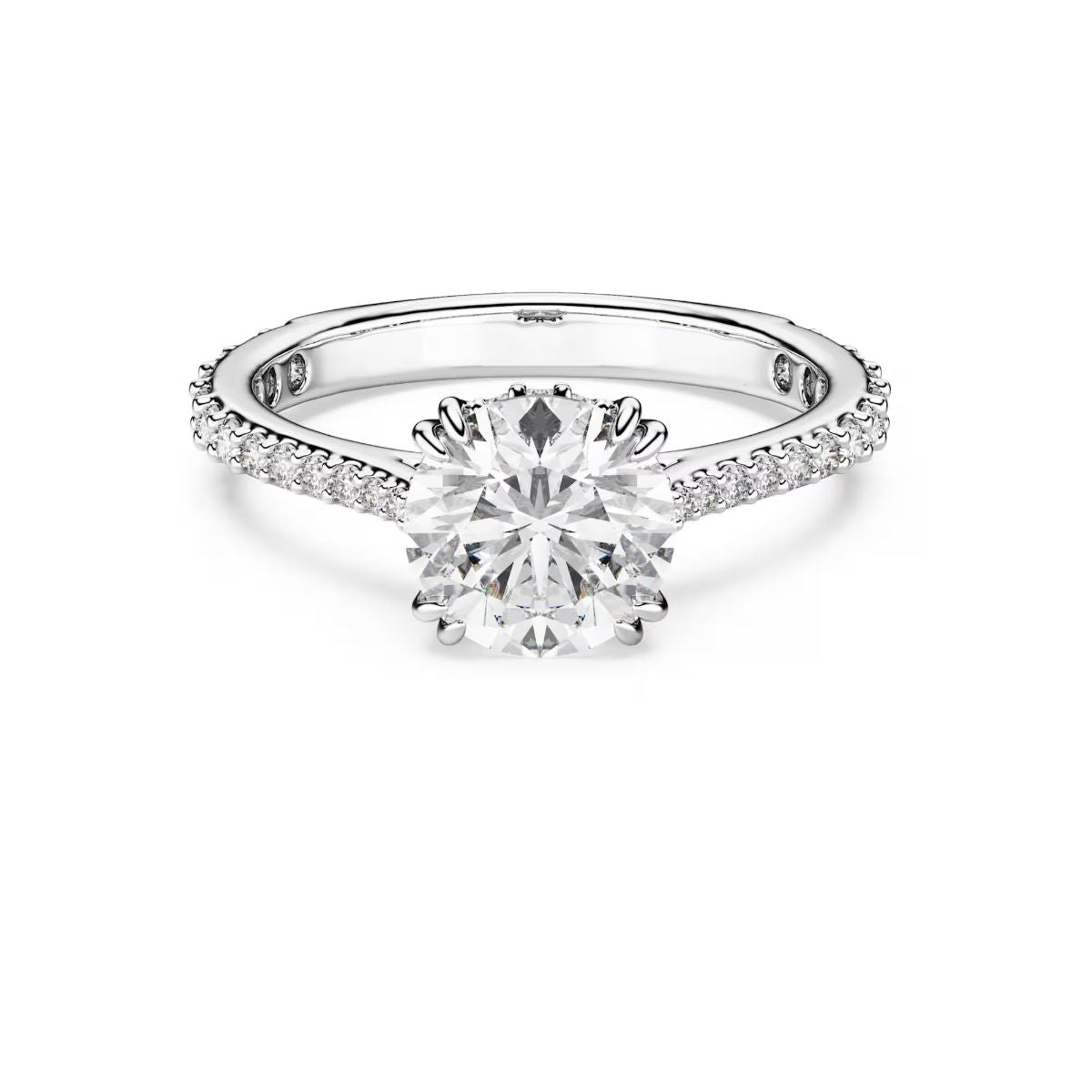 Stilla cocktail ring Round cut, Pavé, White, Silver-tone finish