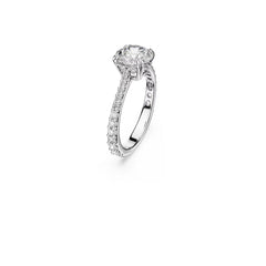 Stilla cocktail ring Round cut, Pavé, White, Silver-tone finish