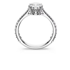 Stilla cocktail ring Round cut, Pavé, White, Silver-tone finish