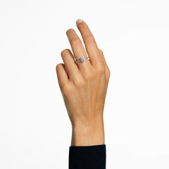 Stilla cocktail ring Round cut, Pavé, White, Silver-tone finish