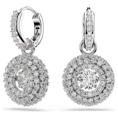 Sublima drop earrings Round cut, White, Rhodium plated