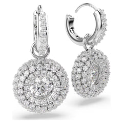 Sublima drop earrings Round cut, White, Rhodium plated