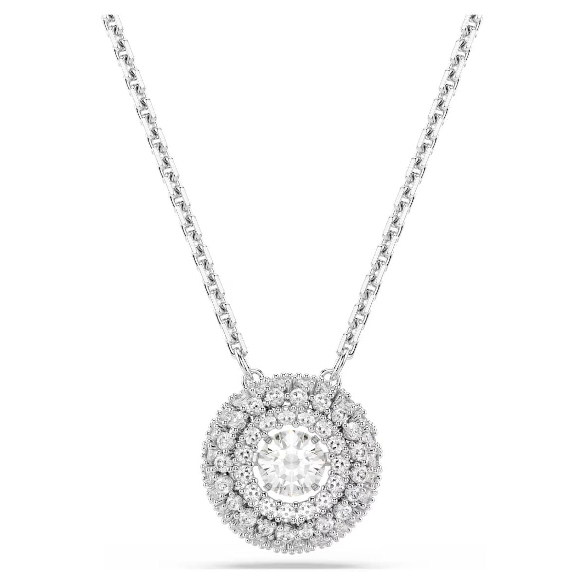 Sublima pendant Round cut, White, Rhodium plated