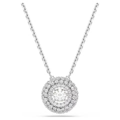 Sublima pendant Round cut, White, Rhodium plated