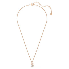 Swan pendant Mixed cuts, Swan, White, Rose gold-tone plated