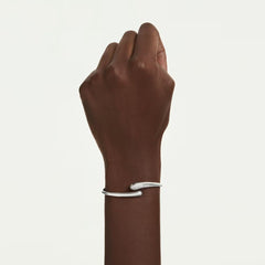 Classica bangle Intertwining, Round cut, White, Sterling silver