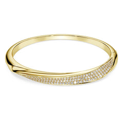 Classica bangle Round cut, White, Sterling silver, 18K gold finish