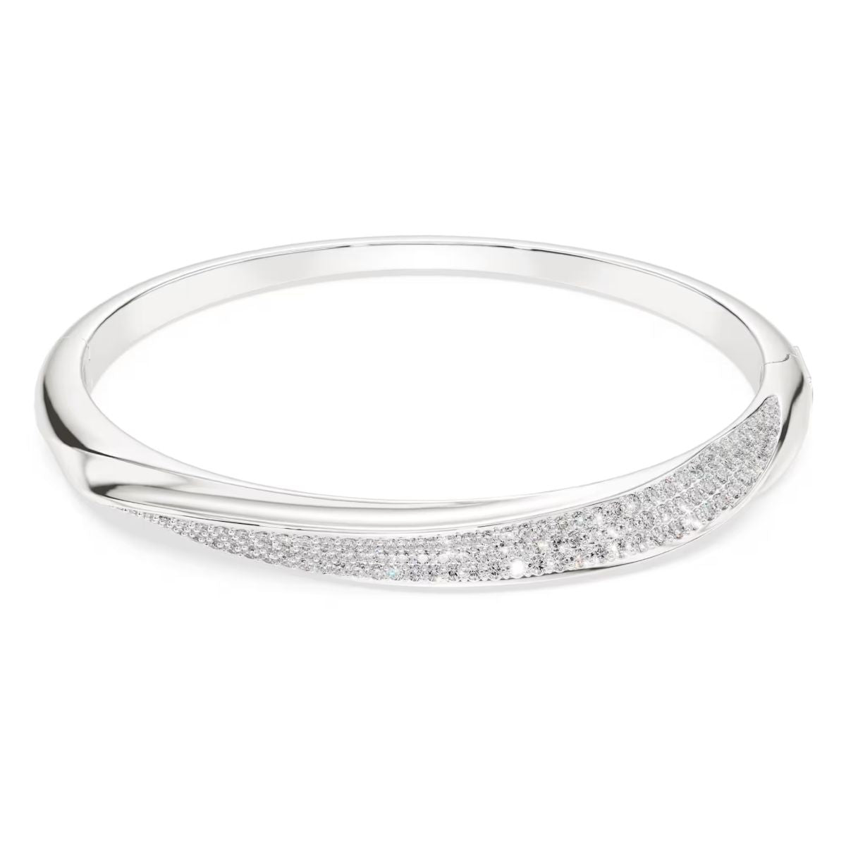 Classica bangle Round cut, White, Sterling silver