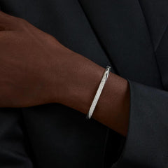 Classica bangle Round cut, White, Sterling silver
