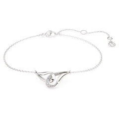 Classica bracelet Round cut, Interlocking, White, Sterling silver