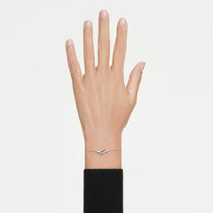 Classica bracelet Round cut, Interlocking, White, Sterling silver