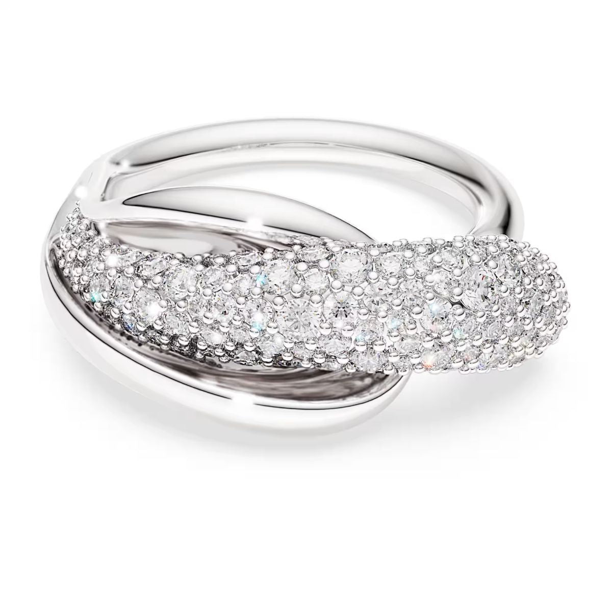 Classica cocktail ring Round cut, White, Sterling silver