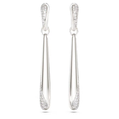 Classica drop and hoop earrings Round cut, White, Sterling silver
