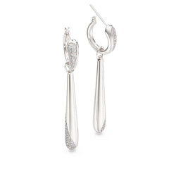 Classica drop and hoop earrings Round cut, White, Sterling silver