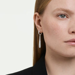 Classica drop and hoop earrings Round cut, White, Sterling silver