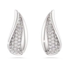 Classica drop earrings Round cut, White, Sterling silver