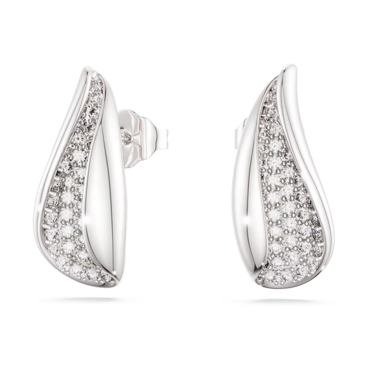 Classica drop earrings Round cut, White, Sterling silver