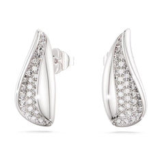 Classica drop earrings Round cut, White, Sterling silver