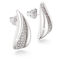Classica drop earrings Round cut, White, Sterling silver
