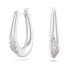 Classica hoop earrings Round cut, Small, White, Sterling silver