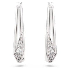 Classica hoop earrings Round cut, Small, White, Sterling silver