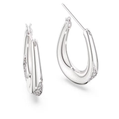 Classica hoop earrings Round cut, Small, White, Sterling silver