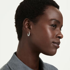 Classica hoop earrings Round cut, Small, White, Sterling silver