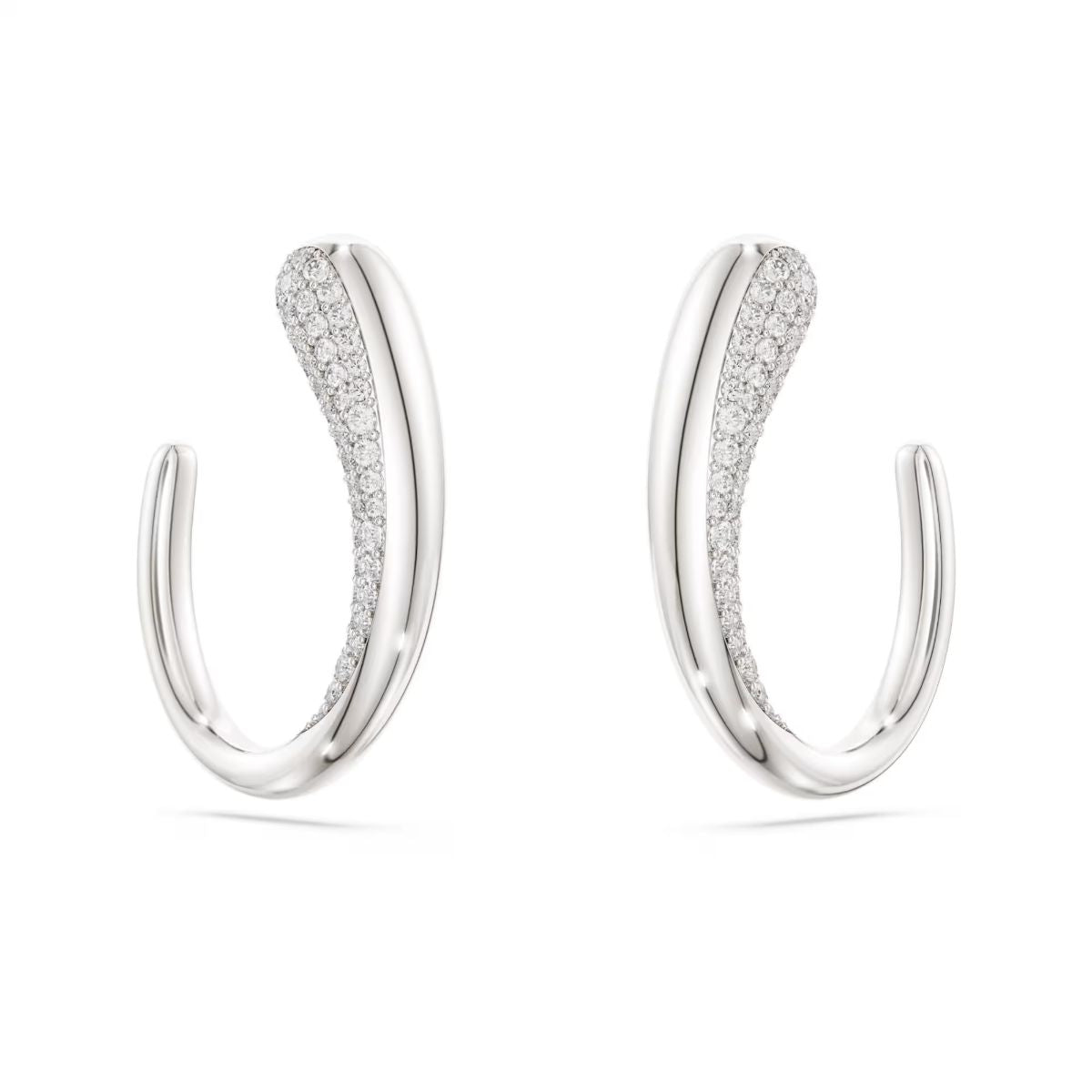 Classica hoop earrings Round cut, White, Sterling silver