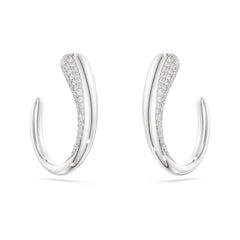 Classica hoop earrings Round cut, White, Sterling silver