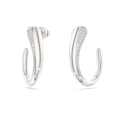 Classica hoop earrings Round cut, White, Sterling silver