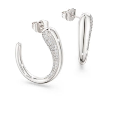 Classica hoop earrings Round cut, White, Sterling silver
