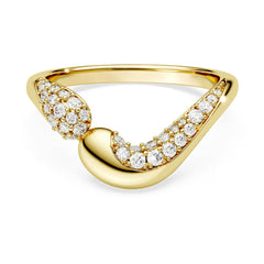 Classica open ring Round cut, White, Sterling silver, 18K gold finish