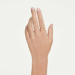 Classica open ring Round cut, White, Sterling silver, 18K gold finish