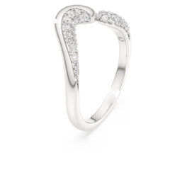 Classica open ring Round cut, White, Sterling silver