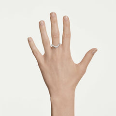 Classica open ring Round cut, White, Sterling silver