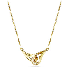 Classica pendant Round cut, Interlocking, White, Sterling silver, 18K gold finish