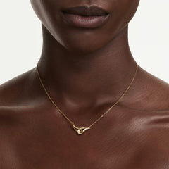 Classica pendant Round cut, Interlocking, White, Sterling silver, 18K gold finish