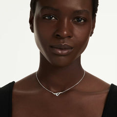 Classica pendant Round cut, Interlocking, White, Sterling silver