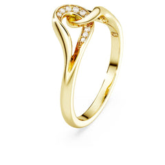 Classica ring Round cut, Interlocking, White, Sterling silver, 18K gold finish