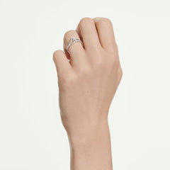 Classica ring Round cut, Interlocking, White, Sterling silver