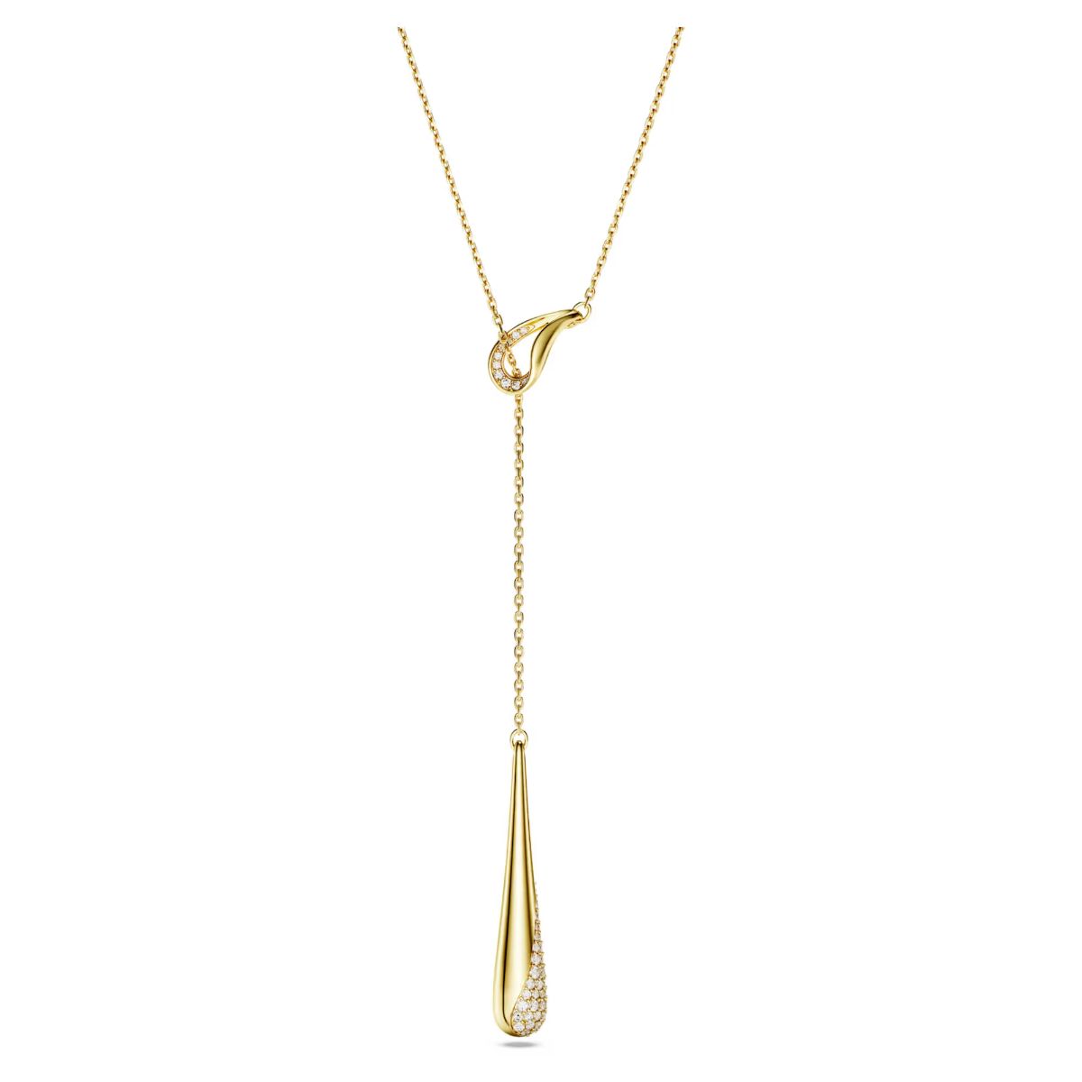 Classica Y pendant Round cut, White, Sterling silver, 18K gold finish