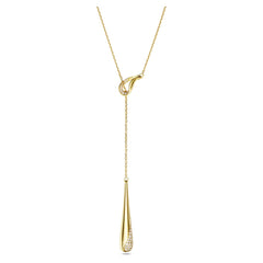 Classica Y pendant Round cut, White, Sterling silver, 18K gold finish
